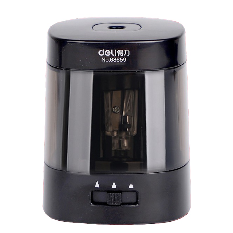 得力 (deli)68659电动卷笔机 学生铅笔削笔器 卡通卷笔刀 转笔刀 自动削笔机削笔刀 学生办公商务用品 黑色