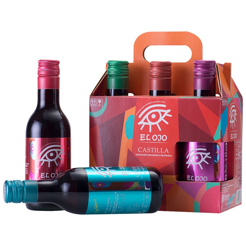 张裕先锋西班牙原瓶进口红酒 世界之眼丹魄干红葡萄酒 小瓶小支装小酒187ml*6 整箱装