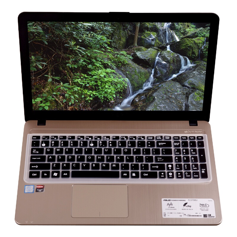 华硕笔记本键盘膜顽石FL5900/FL8000飞行堡垒ZX50保护贴膜15.6英寸 半透黑色