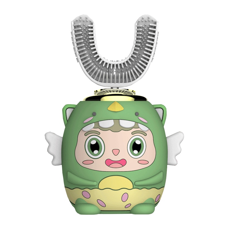 worms儿童牙刷u形电动宝宝刷牙神器婴幼儿自动声波2-6-14岁U型充电式 小飞龙 礼盒装(2-14岁通用)