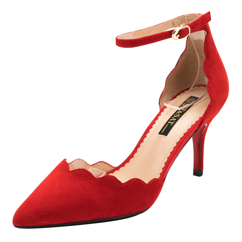 St&Sat/星期六早春新羊反绒/织物尖头高跟女鞋SS81114235