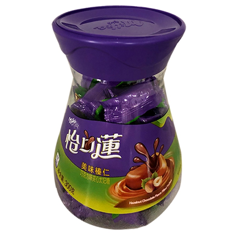 怡口莲经典原味牛奶巧克力榛仁夹心太妃糖喜糖零食礼盒罐装318g/300g