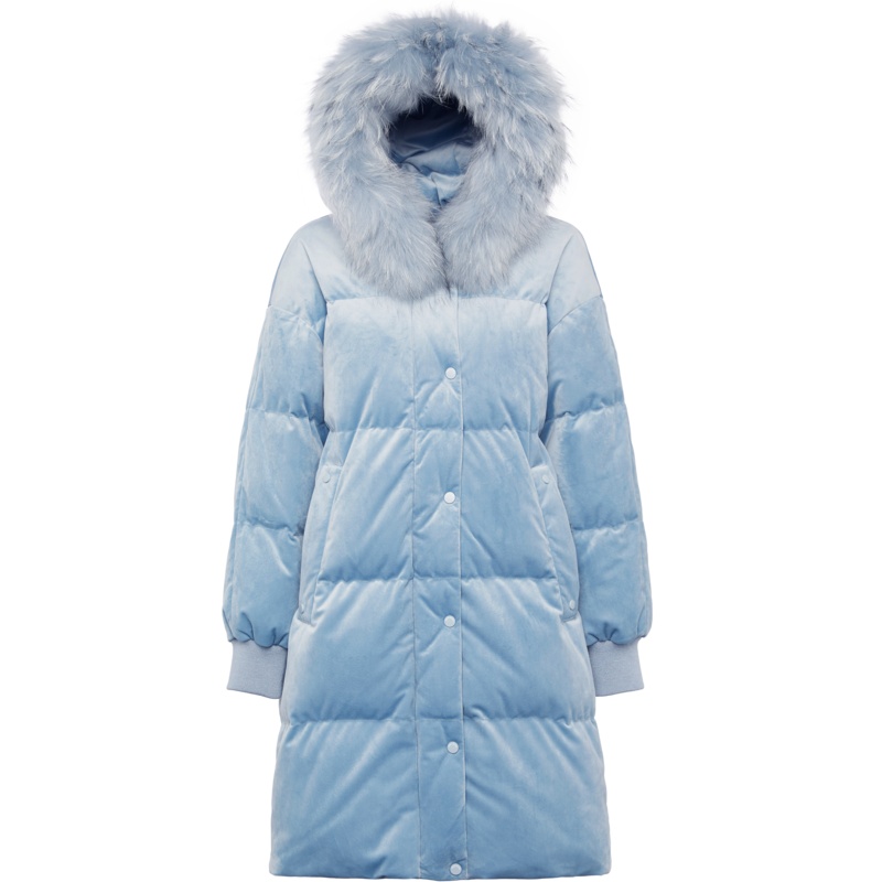 波司登中长款羽绒服女款冬款丝绒大毛领休闲厚款外套