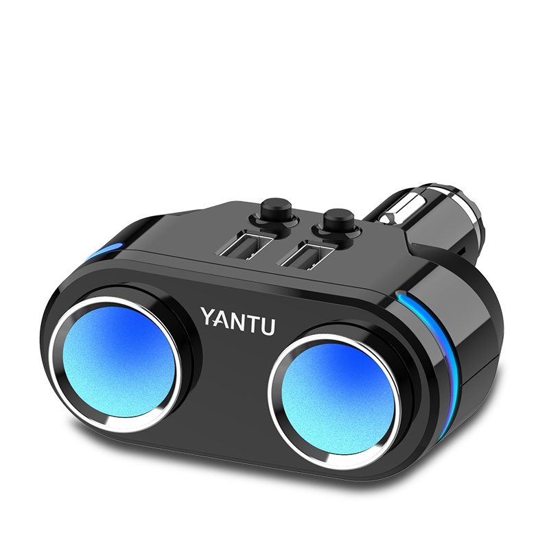 沿途（YANTU）车载充电器 点烟器一拖四多功能双USB车充智能快充12V-24V转接多用插头汽车