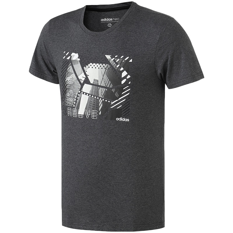 adidas阿迪达斯NEO男装运动休闲印花圆领套头短袖T恤DW8211