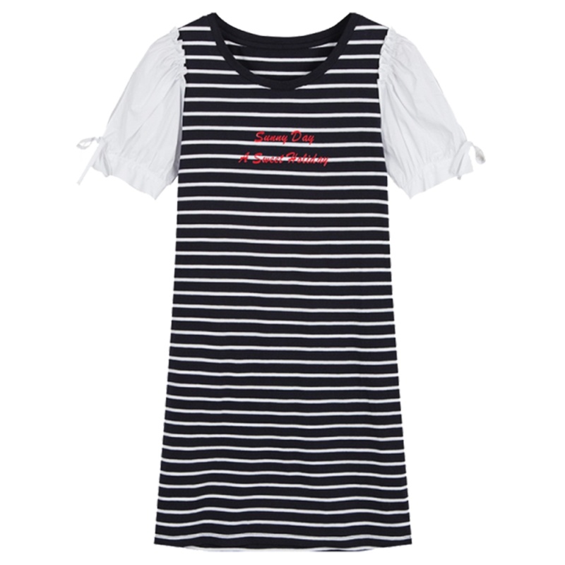 【专柜同款】Puella短袖连衣裙夏新款女装韩版气质圆领时尚显瘦中长款裙子潮20012155