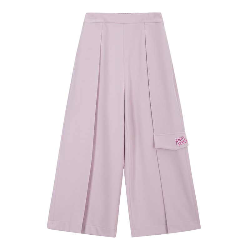 PaulFrank/大嘴猴 春秋新款通勤简约直筒裤七分阔腿休闲裤子女 粉色