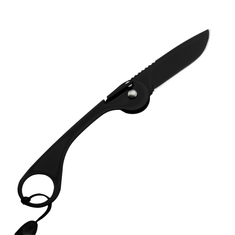 西户 户外露营小刀 多功能折叠刀具 工艺折叠刀 GB 随身项链小刀EDC 黑