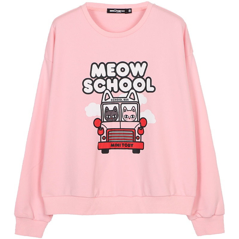 a02新款简约休闲卡通印花宽松圆领卫衣女潮DTU5B0671KT