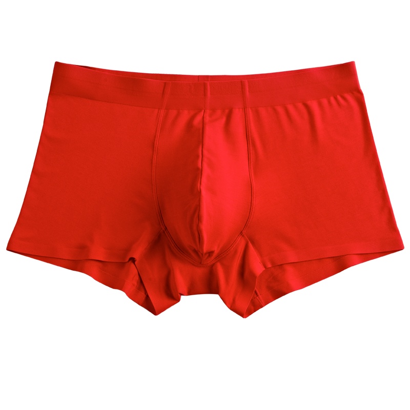 佑翊王男士红内裤本命年大红色莫代尔棉平角裤结婚裤头四角裤短裤无痕男士内裤3条装