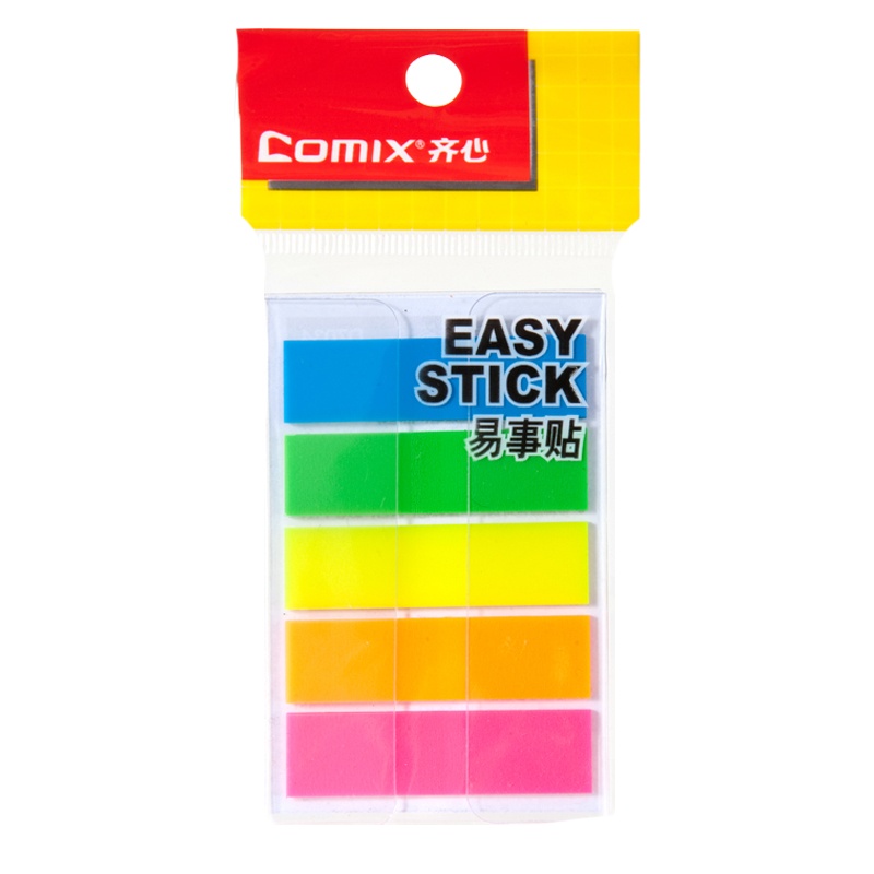 齐心 D7034 荧光膜挂式标签 44*12mm 5条全色