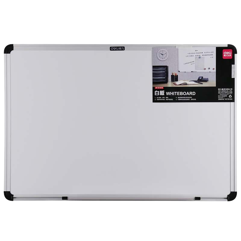 得力(deli)7852挂式磁性白板 家用写字板 办公教学会议板 小白板 记事板 办公文具 40*60cm 挂式磁性白板