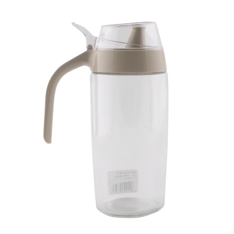 茶花厨房玻璃油壶调味罐硅胶密封油罐醋瓶酱油瓶带防尘盖防漏小号油瓶A60002 灰色375ML[加厚玻璃]玻璃瓶身