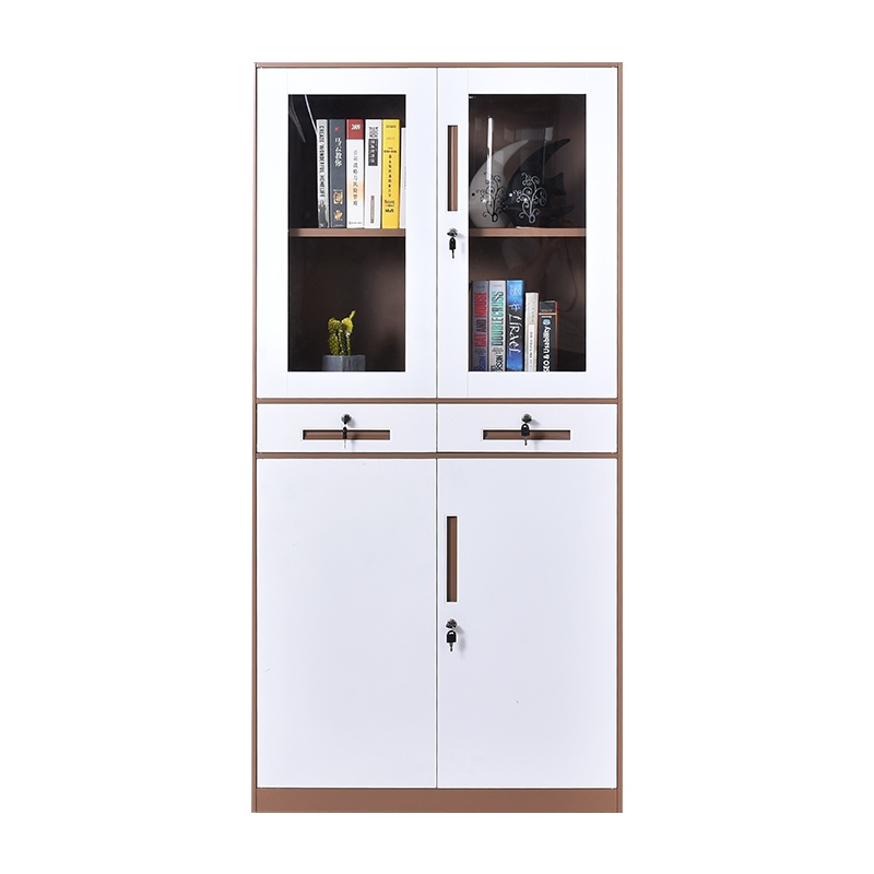 东升顺钢制办公柜拆装文件柜套色灰白玻璃门资料柜窄边铁皮柜带锁档案柜