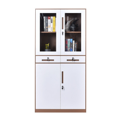 东升顺钢制办公柜拆装文件柜套色灰白玻璃门资料柜窄边铁皮柜带锁档案柜