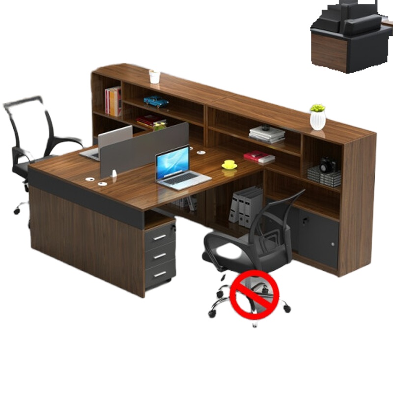 财务办公桌简约现代2/4/6人位屏风隔断职员桌卡座双人办公桌组合 1.7米T字两人位[含活动柜]