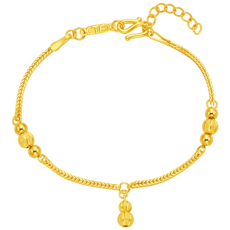 礼品「新品」周大福珠宝首饰葫芦足金黄金手链计价F190071