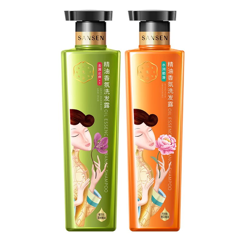 百雀羚三生花洗发水精油香氛去屑止痒500ml+水润顺滑500ml洗发露男女通用