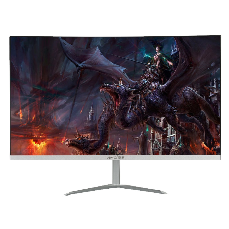 夏新AMOI 23.8英寸曲面75Hz高清显示器无边框电竞游戏办公家用显示屏黑红色