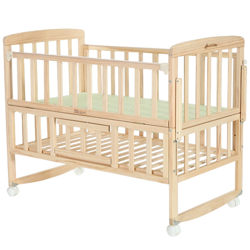 [苏宁自营]CHBABY晨辉环保实木无漆带蚊帐多功能可做摇床婴儿木床105