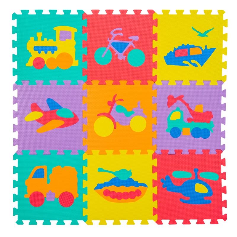 Meitoku明德PE益智环保拼图婴儿童泡沫地垫宝宝爬行垫拼接0-6个月 交通30*1cm(9片/包)