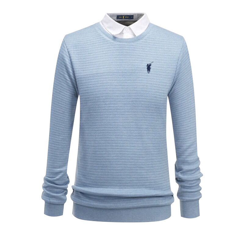 POLO SPORT冬季男假两件针织衫纯色加绒加厚