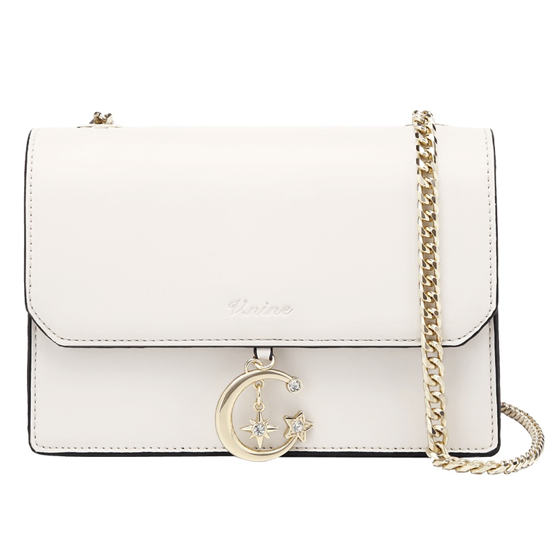 第九城（V.NINE） 单肩包女士包包2019新款时尚百搭斜挎包韩版星星月亮挂饰链条小方包