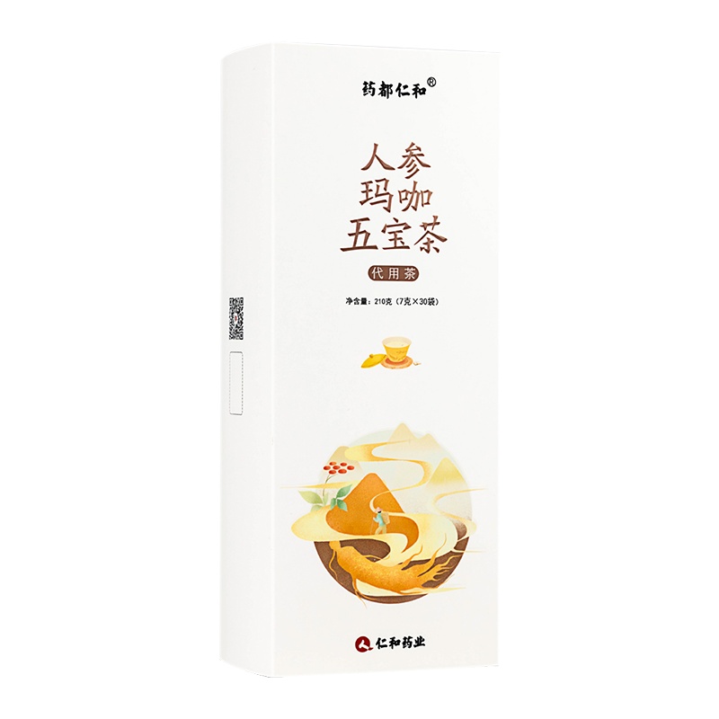 仁和 人参玛咖五宝茶 保健茶饮 含枸杞人参玛咖男用茶泡水养身用茶老公茶 一盒/30袋*7g 一盒装210g