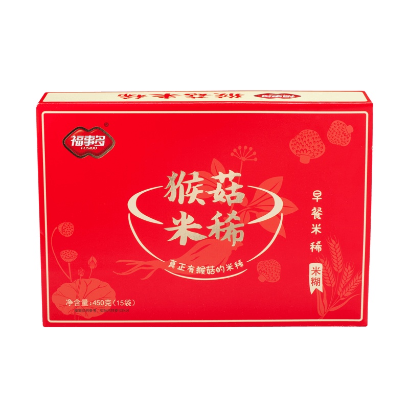 福事多猴菇米稀450g即食冲饮麦片粥送礼盒猴姑米糊成人早餐 营养代餐