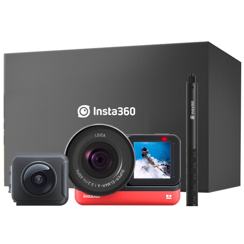 Insta360 ONE R 徕卡&全景版 礼盒(徕卡主机+全景镜头+120cm自拍杆)运动相机全景相机运动摄像机