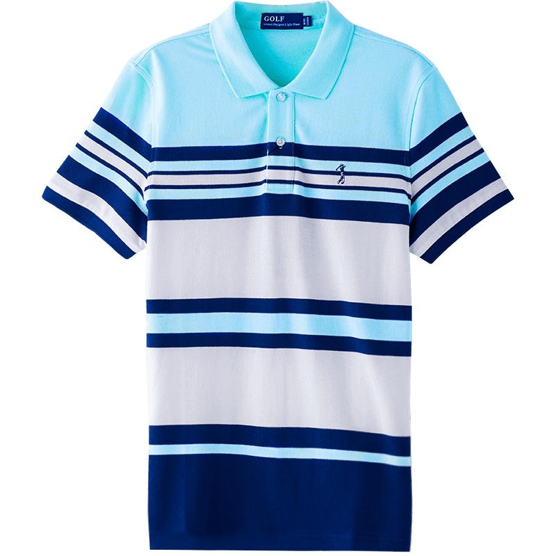 GOLF/高尔夫短袖t恤男士条纹休闲时尚拼色翻领T恤男刺绣polo衫