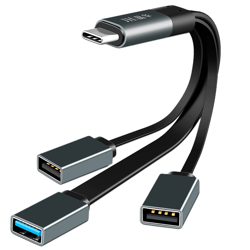 晶华Type-C转USB扩展线HUB分线器华为手机笔记本苹果MacBook接鼠标键盘OTG扩展器0.2米黑灰色Z436A