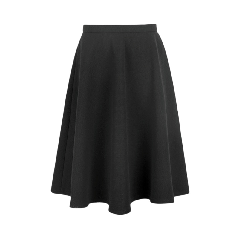 【福利款】拉夏贝尔百褶裙伞裙春季黑色宽松纯色复古时尚半身中裙女20008921