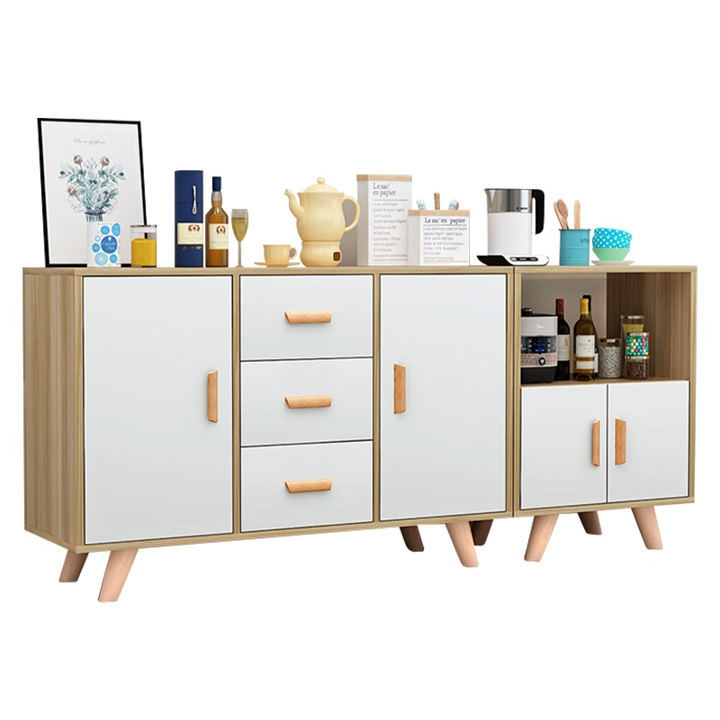 汉诺鑫威茶水柜简约现代酒柜碗柜收纳柜储物柜餐厅多功能微波炉柜子餐边柜[工厂现做 7天内发货]