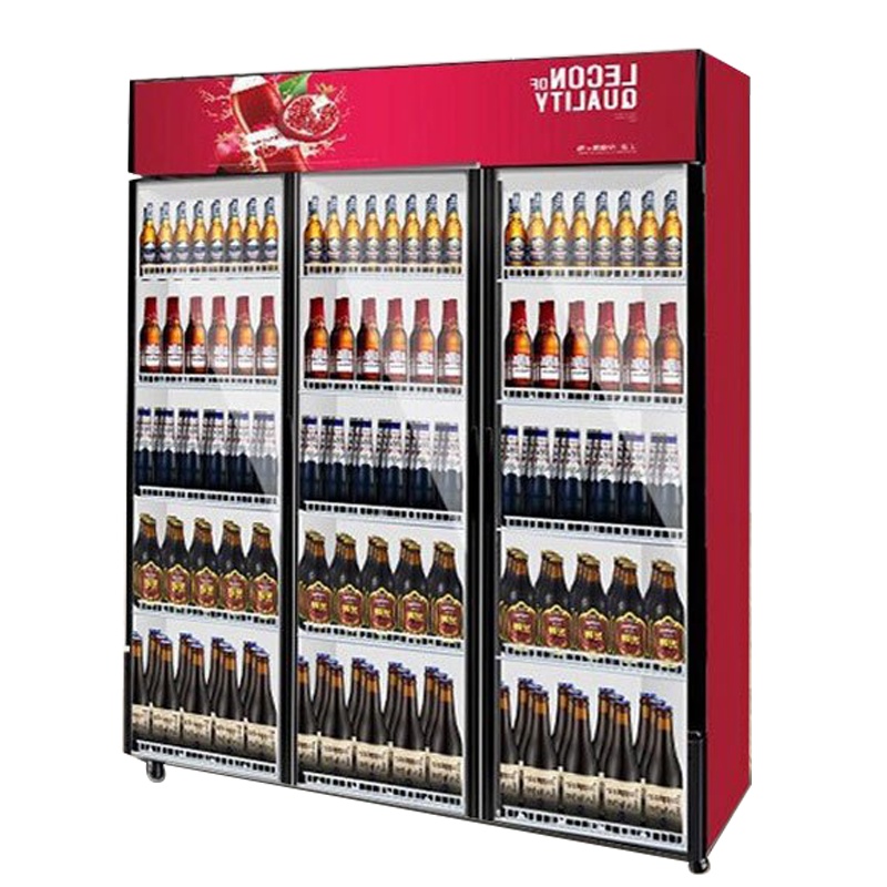 乐创(lecon)饮料柜展示柜冷藏柜立式冰柜商用冰箱饮品啤酒蔬菜水果保鲜冷柜鲜花柜陈列柜三门上机石榴红风冷1200L