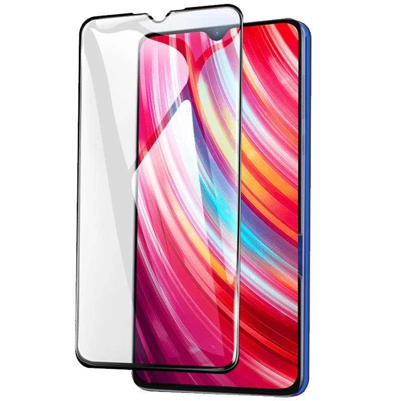 [买2送磨砂壳]轻万适用红米8钢化膜全屏黑色高清透明防摔贴膜xiaomi手机保护膜全玻璃