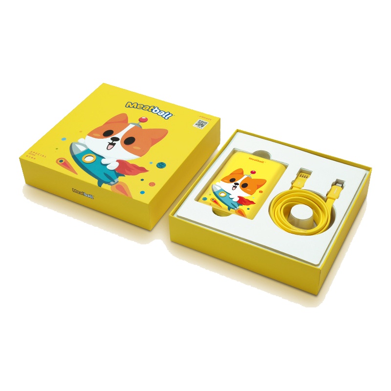 品胜移动电源 四喜丸子二萌充套装 汪柯柯10000mAh Smart智能充 自带苹果数据线 柠檬黄