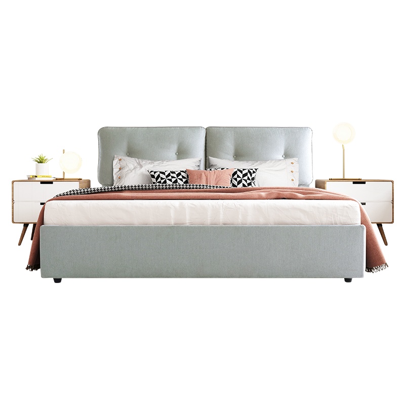 喜临门床 奥克兰 布艺床 1.5m/1.8m北欧可拆洗布艺软包木床三防面 简约现代欧式家具 双人床
