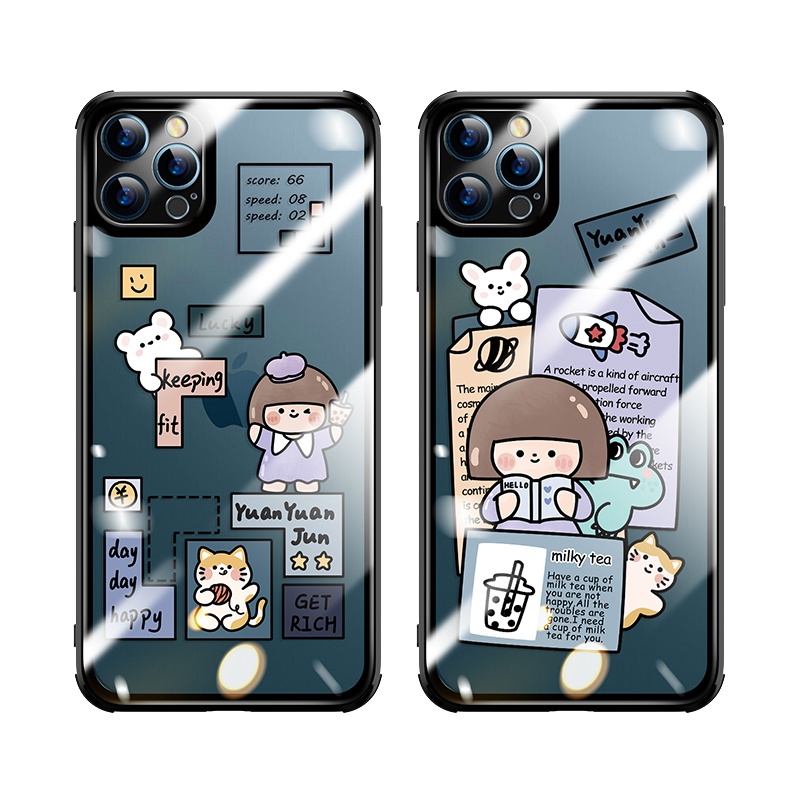 卡绮苹果12手机壳iPhone11透明玻璃科普圆圆君