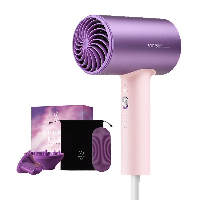 素士电吹风家用大功率不伤发负离子护发吹风机H3S落日玫瑰礼盒版 节日送礼