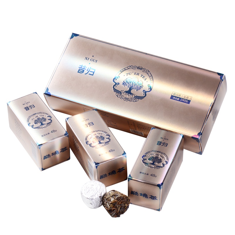 茗纳百川 茗茶叶 云南普洱生茶 昔归古树普洱小沱茶 昔归龙柱240克小礼盒装