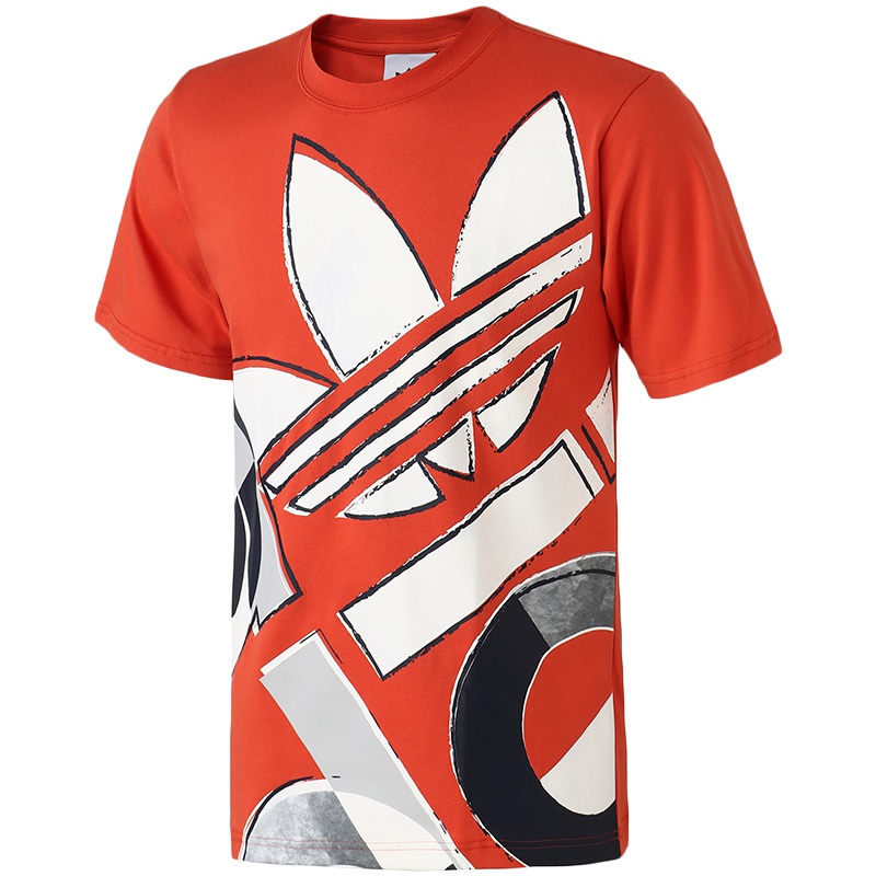 Adidas阿迪达斯三叶草男装运动服大LOGO圆领短袖T恤衫DV3286