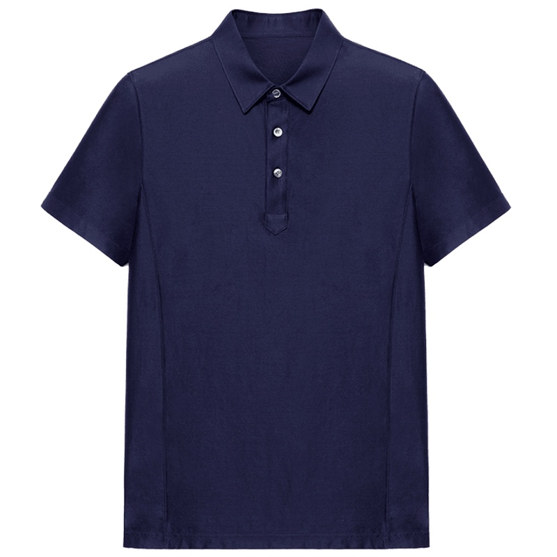 鄂尔多斯ERDOS 春夏翻领丝棉面料纯色百搭商务短袖T恤男士POLO衫