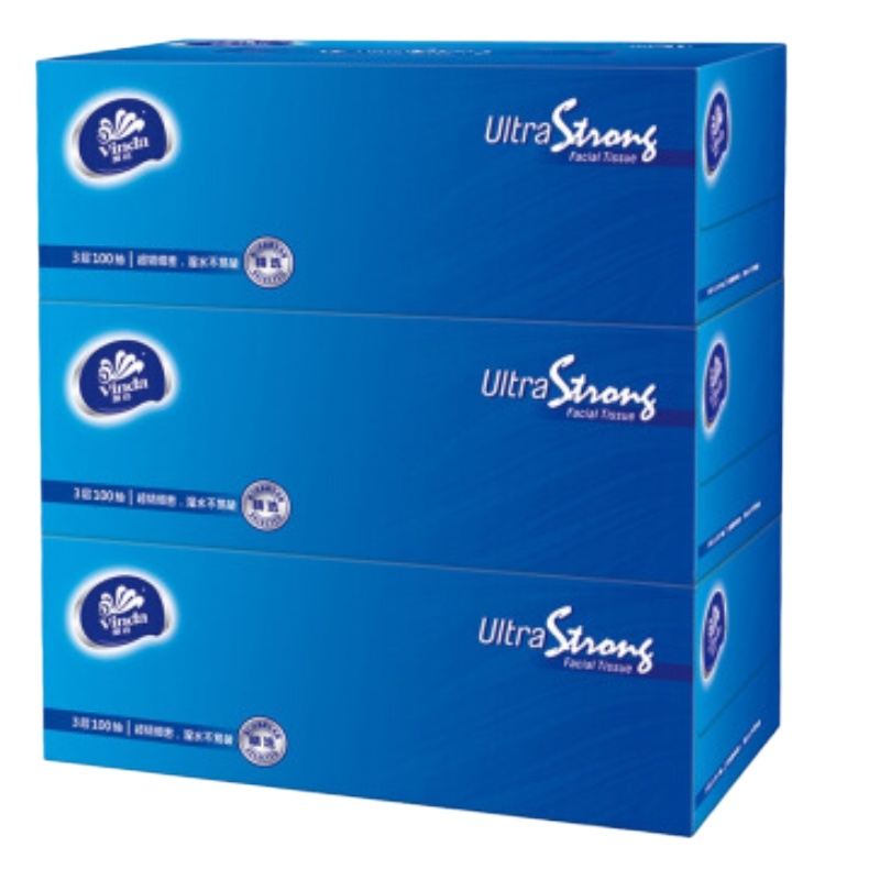 维达(Vinda)抽纸 超韧3层100抽盒装*3盒纸巾生活用纸