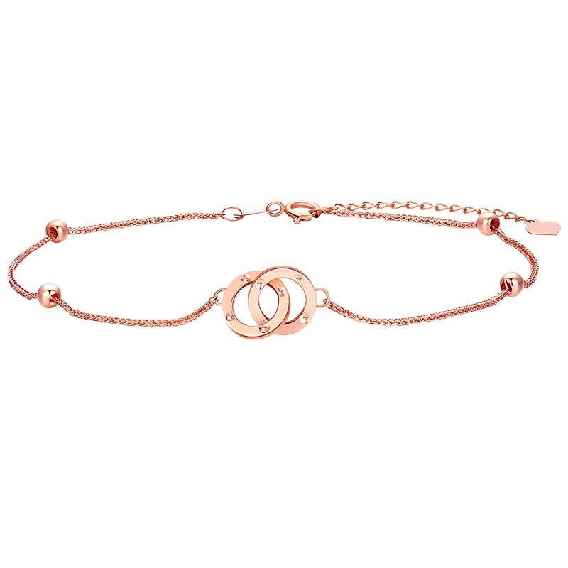 佰色传情18K金彩金手链女双环玫瑰金手环官方正品手饰送女友送闺蜜生日情人节礼物