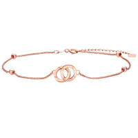 佰色传情18K金彩金手链女双环玫瑰金手环官方正品手饰送女友送闺蜜生日情人节礼物