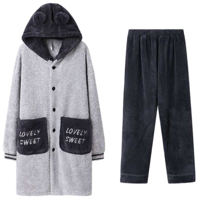 安之伴睡衣男晚秋圆领套装阳离子家居服