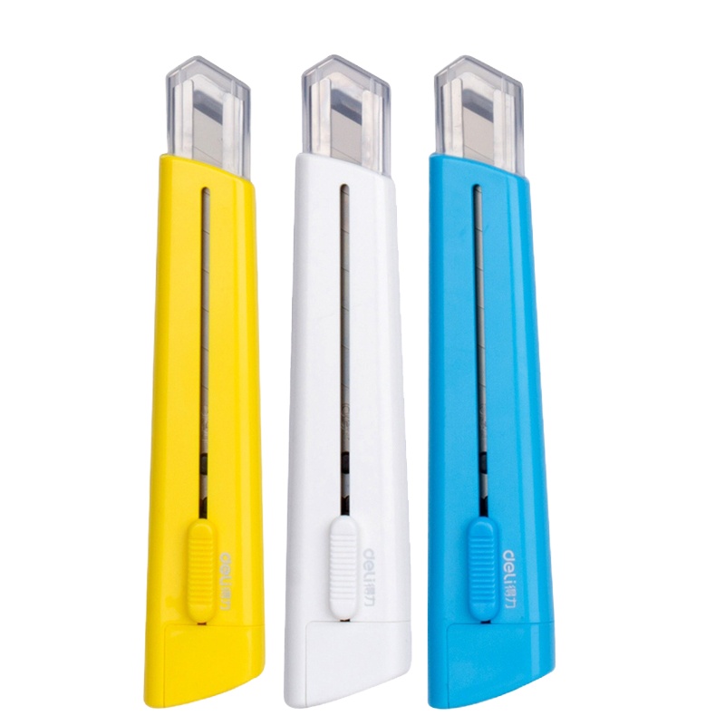 得力(deli) 2040美工刀 带保护套大号美工刀裁纸刀 黄色