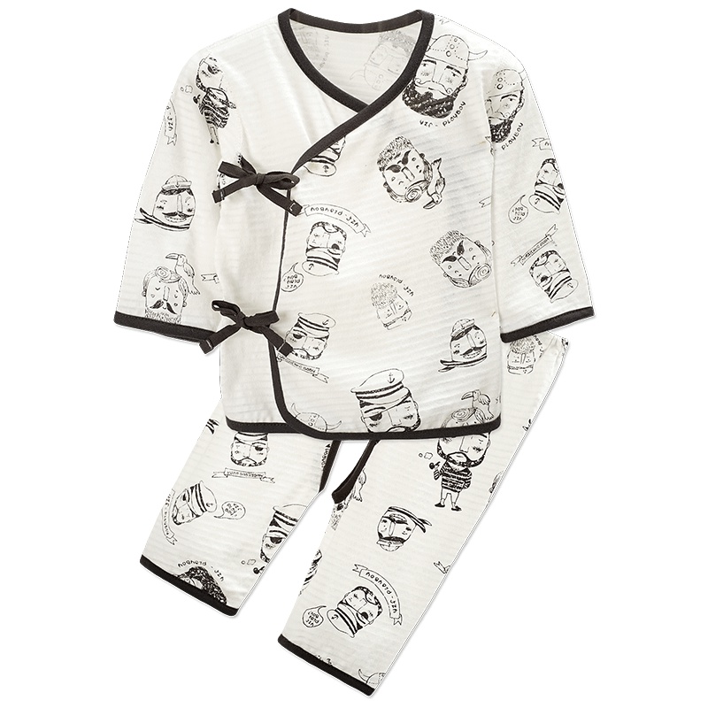 女童长袖挖档系带和尚服两件套