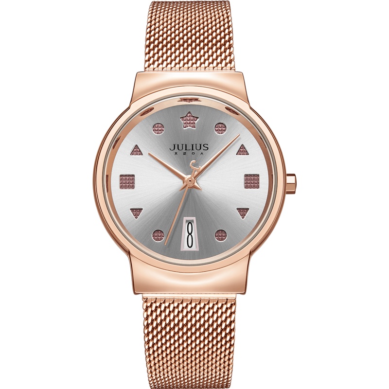 聚利时韩风复古几何图形日历手表女学生防水石英网带女表JA-1187